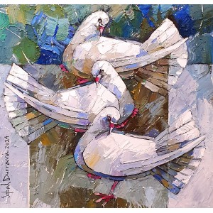 Iqbal Durrani, 18 x 18 Inch, Oil on Canvas, Pigeon Painting, AC-IQD-278